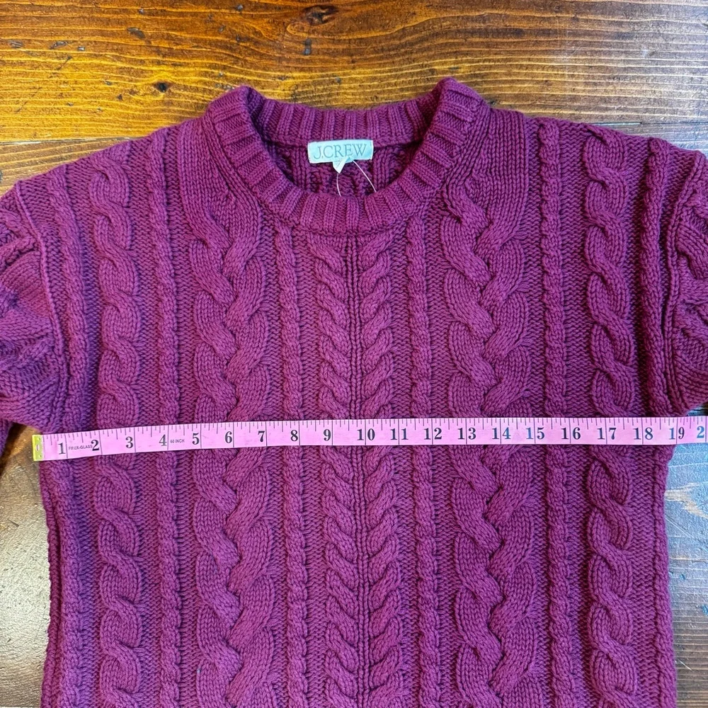 J. Crew Women's Cable-knit Crewneck Sweater - Color- Vivid Mulberry. Size Small